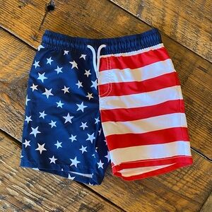 American Flag Swim trunks - NWT. Size 5.  UPF 50